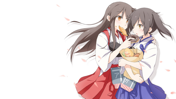 Akagi from Kancolle sharing food