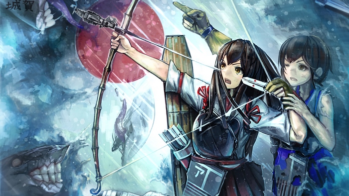 Akagi from Kancolle with bow and arrow