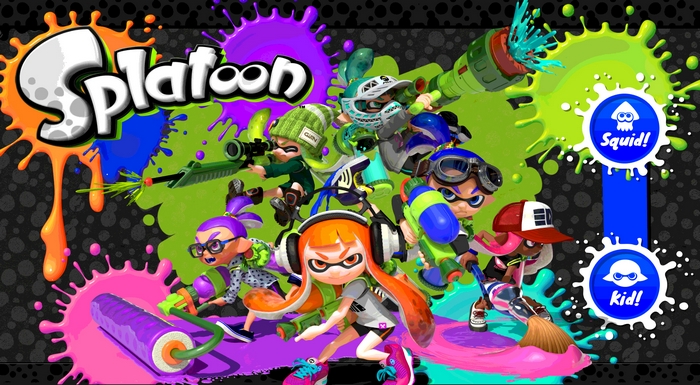 Splatoon characters with paint splatters