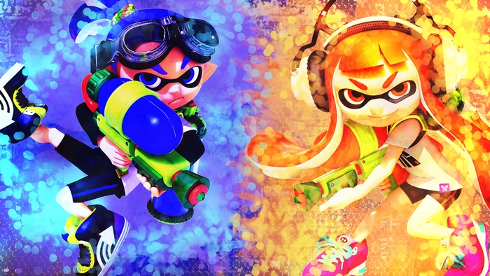 Dynamic Inkling Duo in Action with Vibrant Colors