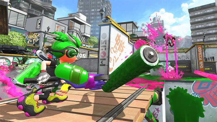 Inkling from Splatoon with a Splattershot