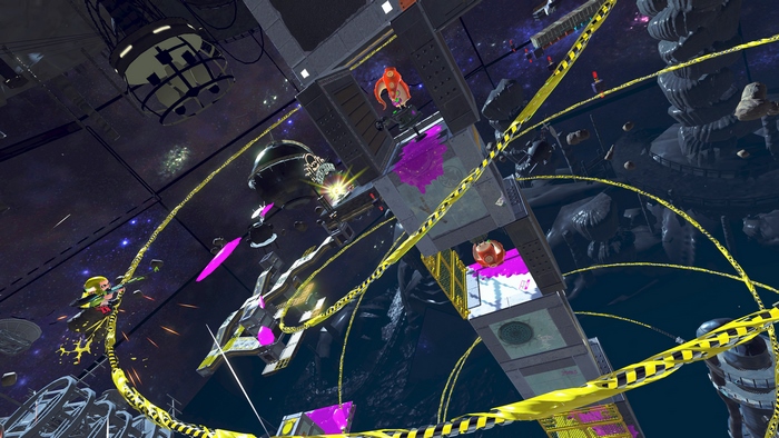 Inkling from Splatoon in a space battle arena