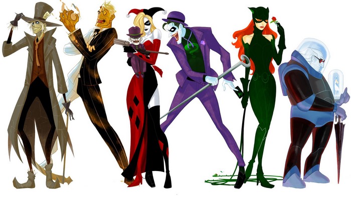 Batman Villains: Scarecrow, Two-Face, Harley Quinn, Joker, Catwoman, Mr. Freeze