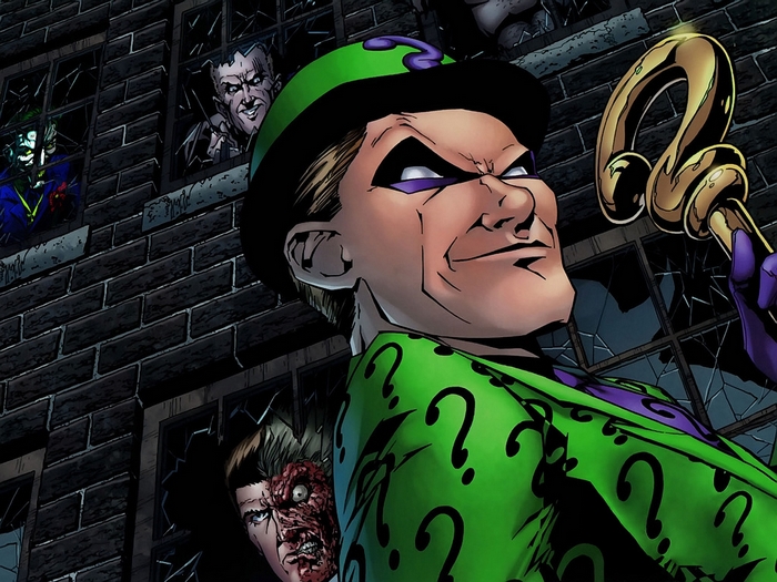 Riddler, Joker, Two-Face, and Scarecrow from Batman