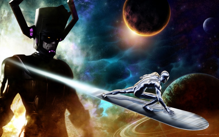 Galactus and Silver Surfer in Space