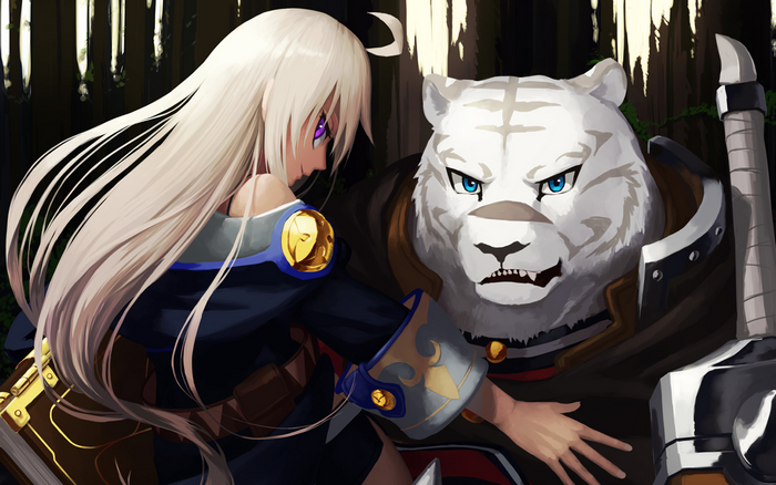 Zero from Grimoire of Zero with a white tiger