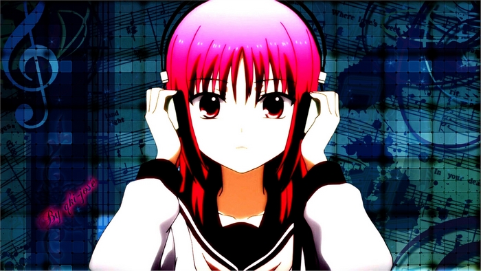 Masami Iwasawa from Angel Beats! with headphones