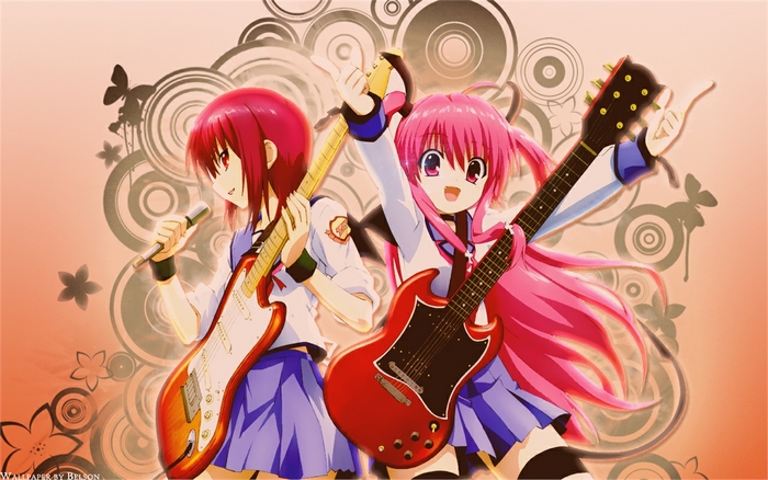 Angel Beats! Yui and Iwasawa with guitars