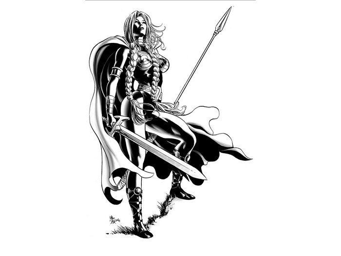 Valkyrie with Sword and Spear
