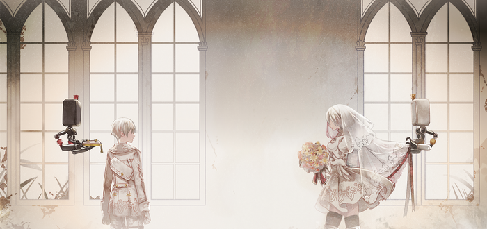 YoRHa No.9 Type S and a bride with a bouquet