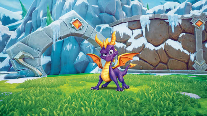 Spyro the Dragon in a snowy environment