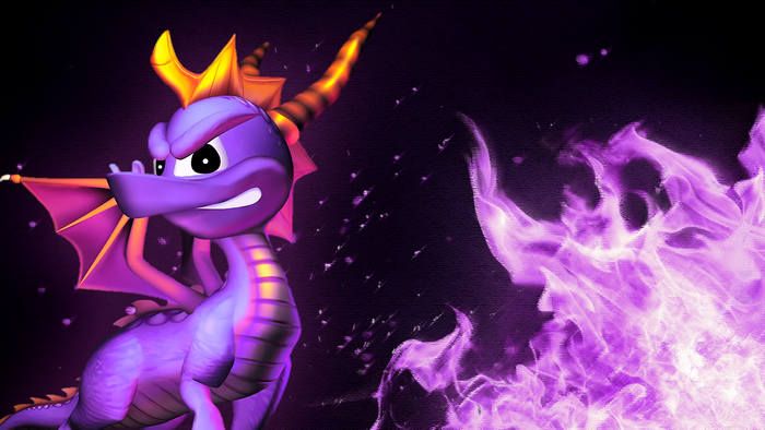 Spyro the Dragon with purple fire