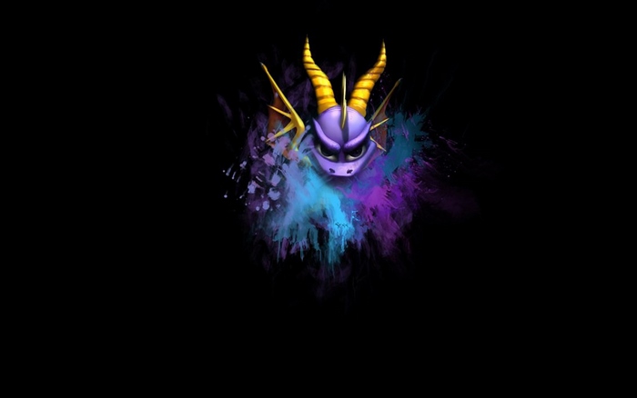 Spyro the Dragon with colorful paint splashes