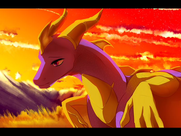 Spyro the Dragon at Sunset