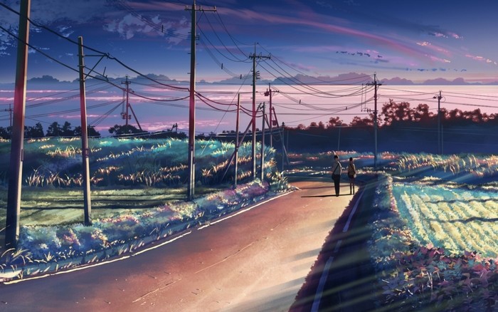 Takaki Touno walking on a road at sunset