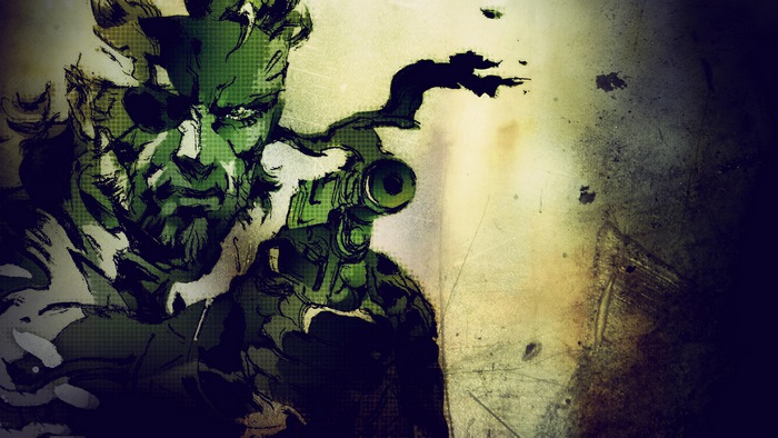 Solid Snake aiming a gun