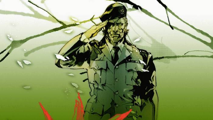 Solid Snake from Metal Gear Solid saluting