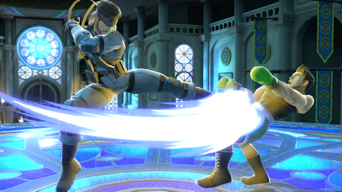 Solid Snake from Metal Gear vs. Little Mac in Super Smash Bros.