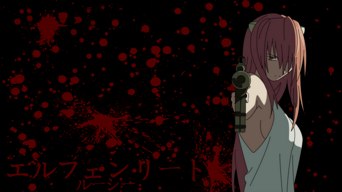 Lucy from Elfen Lied holding a gun