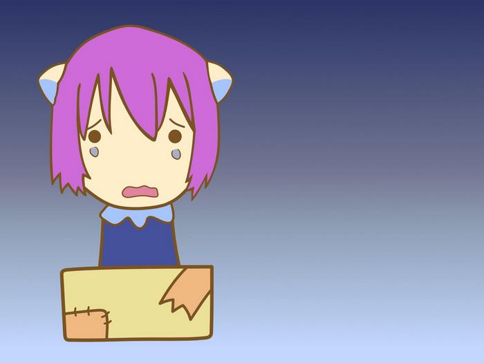 Lucy from Elfen Lied crying in a box