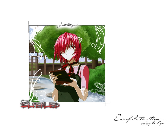 Lucy from Elfen Lied holding a book