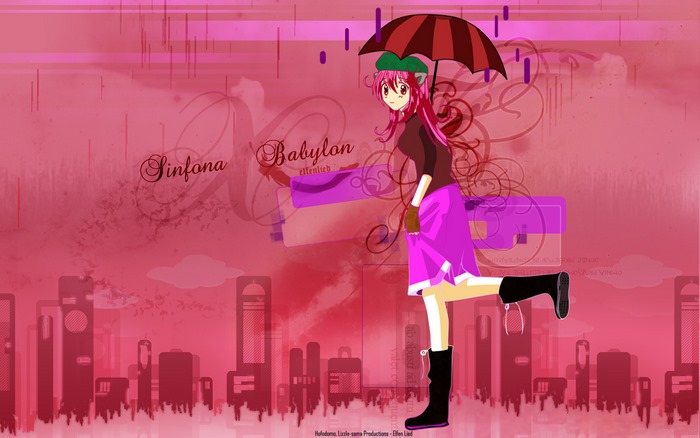 Lucy from Elfen Lied holding an umbrella