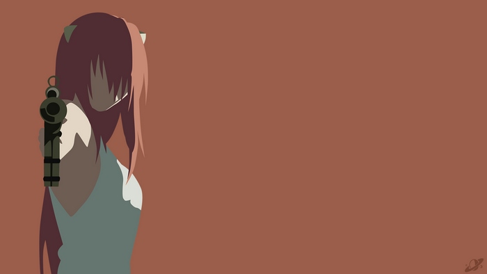 Lucy from Elfen Lied holding a gun