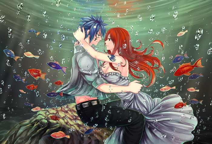 Jellal Fernandes and Erza Scarlet underwater