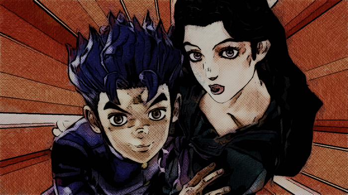 Koichi Hirose and woman from JoJo's Bizarre Adventure