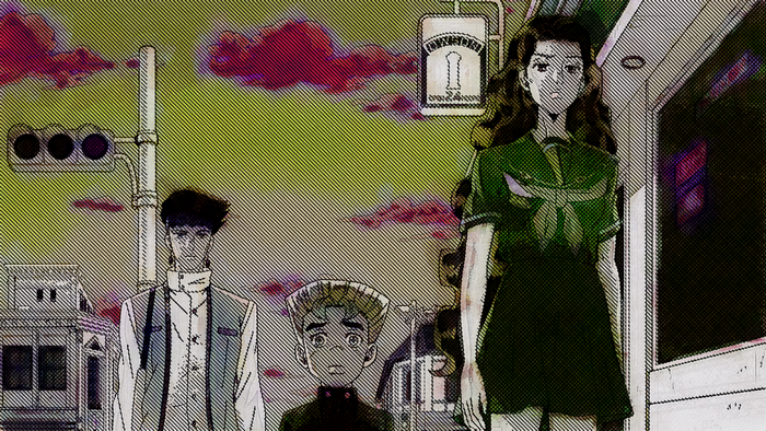Koichi Hirose and two other characters on a street