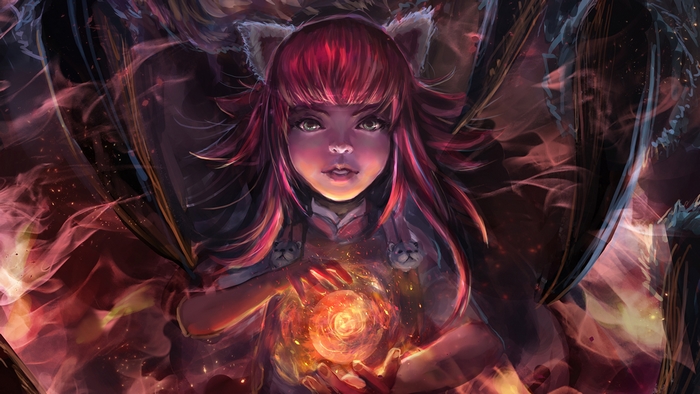 Annie from League of Legends holding a magical orb
