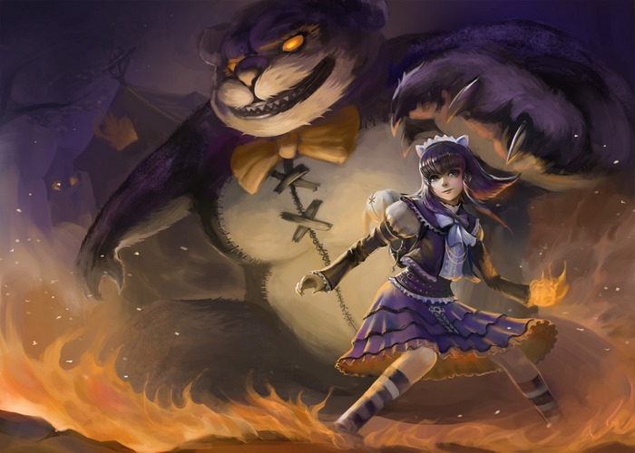 Annie from League of Legends and a giant teddy bear