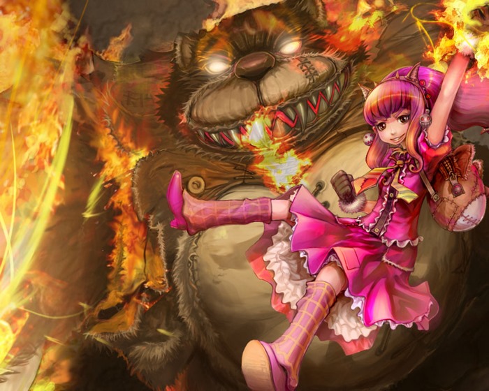 Annie from League of Legends with a fiery bear