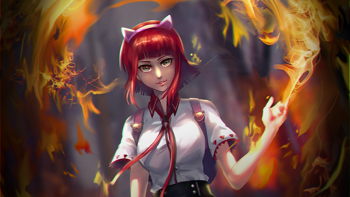 Annie from League of Legends with fire