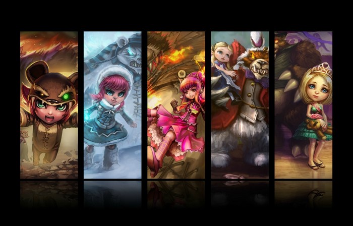 League of Legends characters Annie, Tibbers, and others