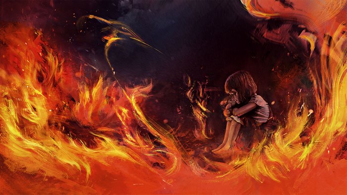 Annie from League of Legends in fire