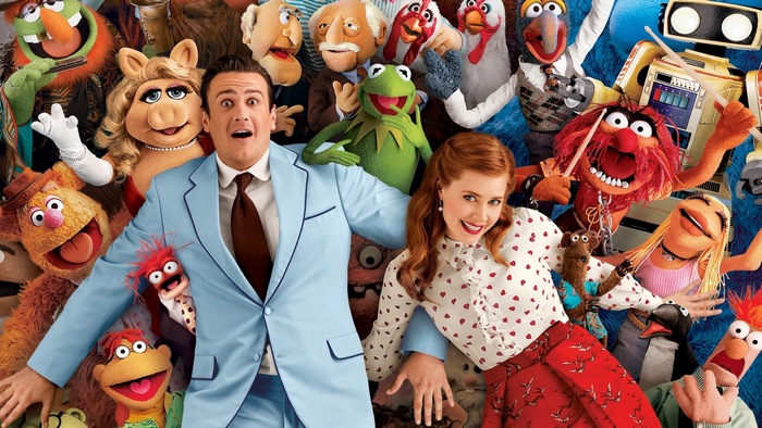 Jason Segel and Amy Adams with The Muppets
