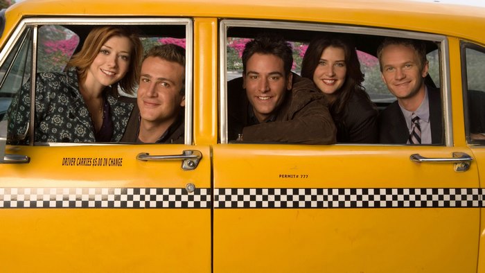 How I Met Your Mother cast in a taxi