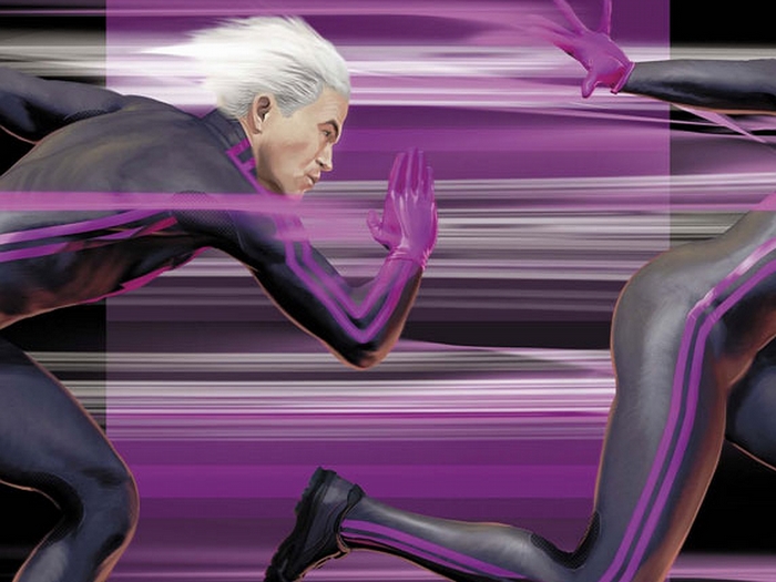 Quicksilver from Marvel Comics running