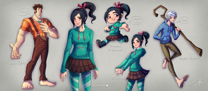 Ralph, Vanellope, and Jack Frost