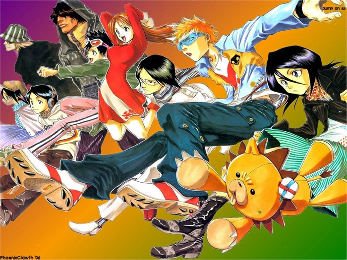 Group of characters from Bleach running