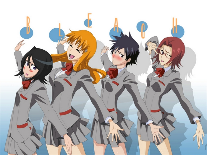 Bleach characters in school uniforms