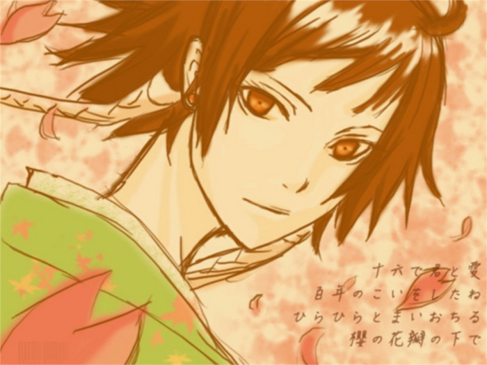 Anime character with cherry blossoms