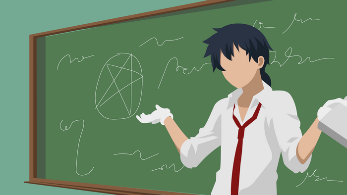 Glenn Radars teaching with a pentagram on the blackboard