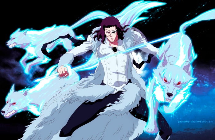 Coyote Starrk from Bleach with spirit wolves