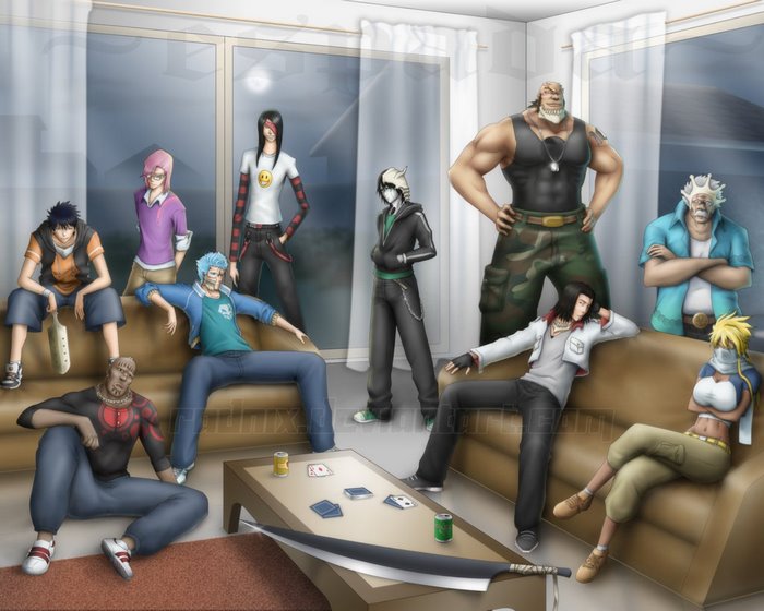 Group of characters in a room