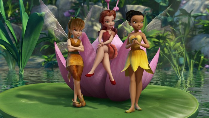Tinker Bell and friends on a lily pad