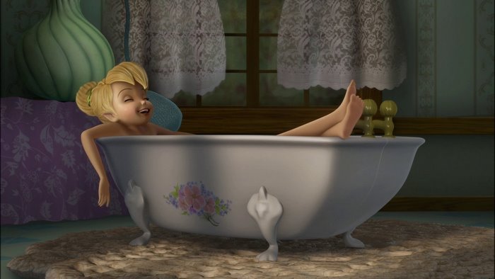 Tinker Bell in a bathtub