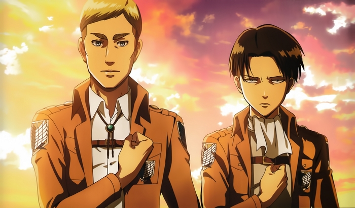 Erwin Smith and Levi Salute at Sunset