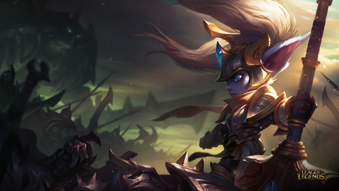 Poppy from League of Legends in battle